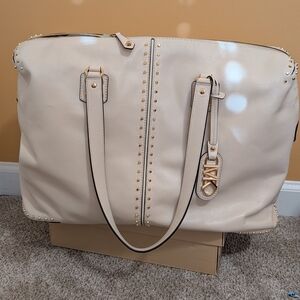 Michael Kors Cream Leather Tote Bag with Double Straps